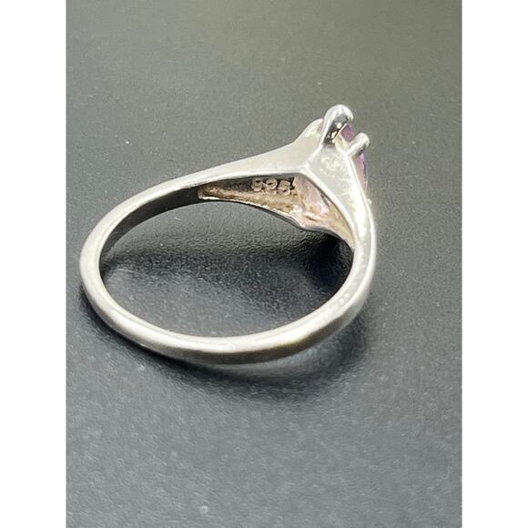 925 Sterling Silver Marquise Prong Amethyst February Estate Signed Ring 8.75 - Picture 7 of 11